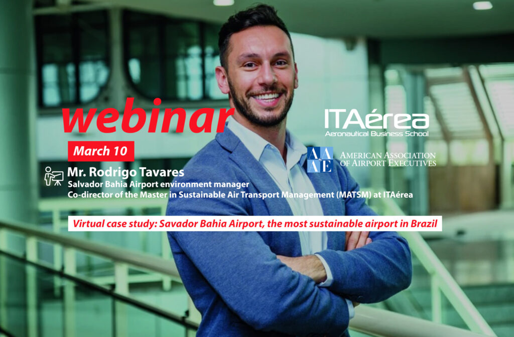 WEBINAR 10 marzo Rodrigo Tavares 1024x671 - ITAérea imparte conferencia virtual sobre gestión aeroportuaria sostenible para socios de la American Association of Airport Executives (AAAE)